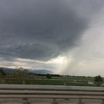 Der Starkregen um 16:55 Uhr von Hhe der Autobahnausfahrt Bad Krozingen fotografiert. Der Kern lag zu dem Zeitpunkt ber Eschbach